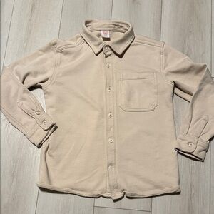 Boy’s Wonder Nation Casual Beige Long-Sleeve Button-Up Shirt size 10-12